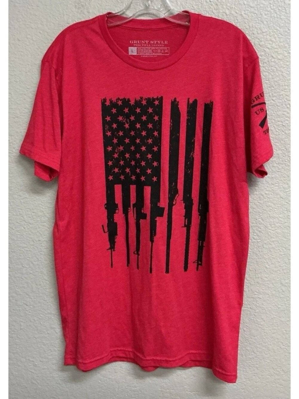 Grunt Style America Rifles Red Flag Tee Shirt Large T-Shirt